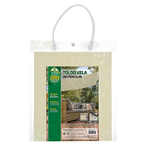 Aktive Garden 53917 - Toldo Vela para Jardín Color Crema 200 x 300 cm