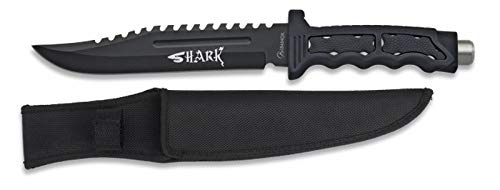 ALBAINOX -31904- Cuchillo ALBAINOX Modelo Shark. Mango Goma. Funda Nylon. Herramienta para Caza, Pesca, Camping, Outdoor, Supervivencia y Bushcraft