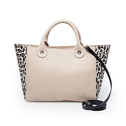 Alea Spero, bolso mujer de piel natural, Almati Print, Fabricado en España (Hielo)