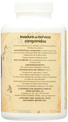 Alecosor Complemento Alimenticio,Levadura de cerveza - 500 comprimidos de 400mg - 200 gr