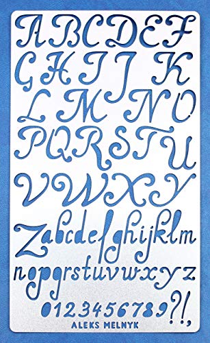 Aleks Melnyk #34 Plantillas Stencils de Metal para estarcir/Abecedario, Letters, Letras, Alfabeto, Numeros/para Arte Manualidades y decoración/Plantillas para Estarcidos/3 piezas/Bricolaje, DIY