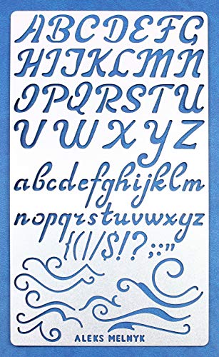 Aleks Melnyk #34 Plantillas Stencils de Metal para estarcir/Abecedario, Letters, Letras, Alfabeto, Numeros/para Arte Manualidades y decoración/Plantillas para Estarcidos/3 piezas/Bricolaje, DIY