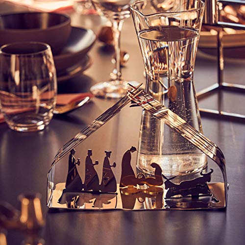 Alessi Bark Crib BM09 Belén de Diseño con Detalles Dorados, Acero Inoxidable, Pulido, M