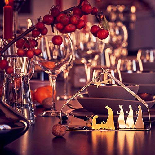 Alessi Bark Crib BM09 Belén de Diseño con Detalles Dorados, Acero Inoxidable, Pulido, M