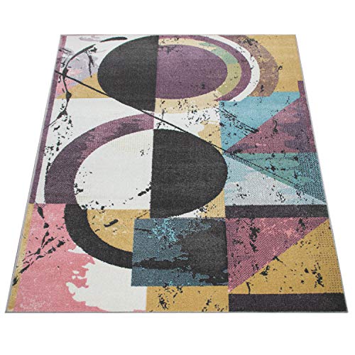 Alfombra Salón Pelo Corto Moderno En Colores Pastel, Distintos Colores Y Tamaños, tamaño:70x140 cm, Color:Multicolor 4
