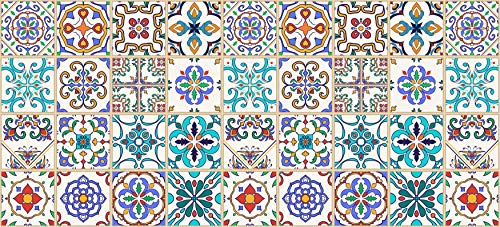 Alfombra VINILICA Estampada Vinilo DE PVC FÁCIL Limpieza Antideslizante Acolchada BALDOSA HIDRÁULICA Vintage (50x80cm)