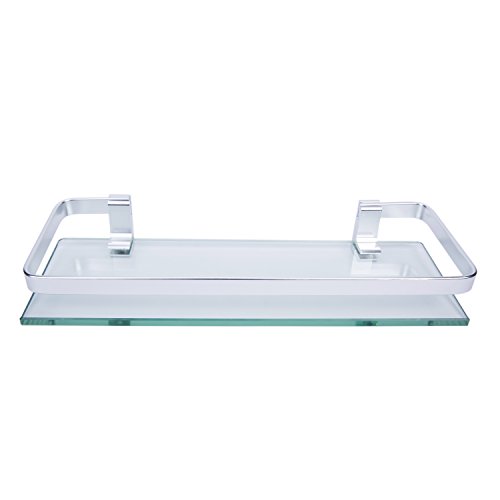 Alicemall Estanteria Baño de 350 x 120 mm Cristal Aluminio Estante Templado Vidrio Extra Grueso esmerilado Rectangular de Pared con Barandilla Aluminio