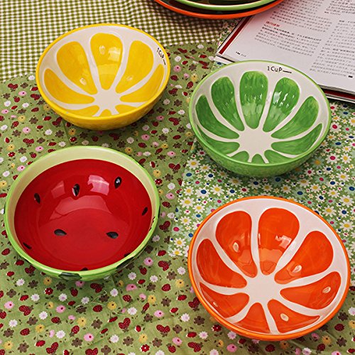 Aliciashouse Tazón de cerámica Hecha a Mano Mano Pintada Fruta sandía tazón Sopa cerámica Bol-melón