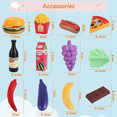 Alimentos de Juguete Set, joylink 139pcs Comida Cocina Juguete Cortar Frutas Verduras Pizza Juego de Plástico para Niños, Juguete Imitación Juego de rol para 3+ Años Niños