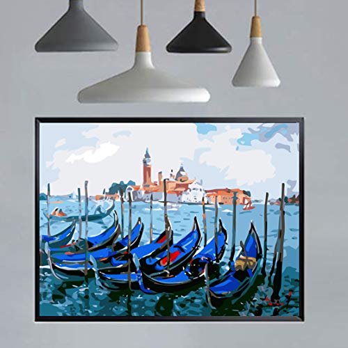 Alimtois Pintura por Números para Adultos Bricolaje Lienzo Preimpreso Pintura al óleo Arte Decoración del Hogar Reducir la Ansiedad 40x50cm (Un Domingo por la Mañana en el San Giorgio Maggiore)