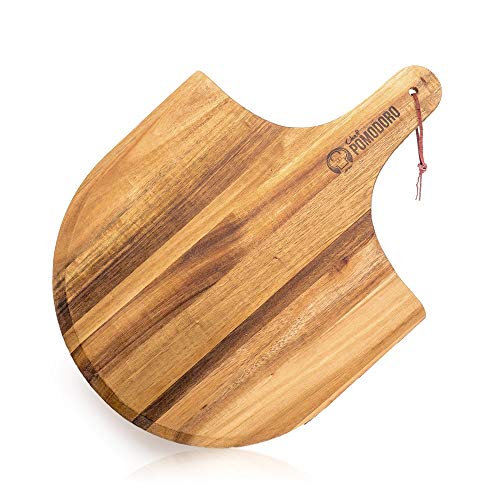 All Natural madera de acacia Pizza Peel, charcutería Junta Pizza espátula pala para hornear Homemade pizza y pan – Horno o parrilla uso – PoMoDoRo
