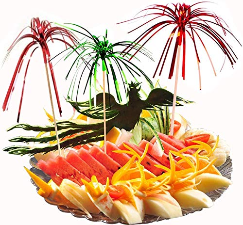 Allazone 300 Pz Fuegos Artificiales Palillos de Cóctel Brochetas, 23CM Fuegos Artificiales Decoraciones para Tarta para Decoración de Pasteles, Artículos para Fiestas, Decoración Navideña