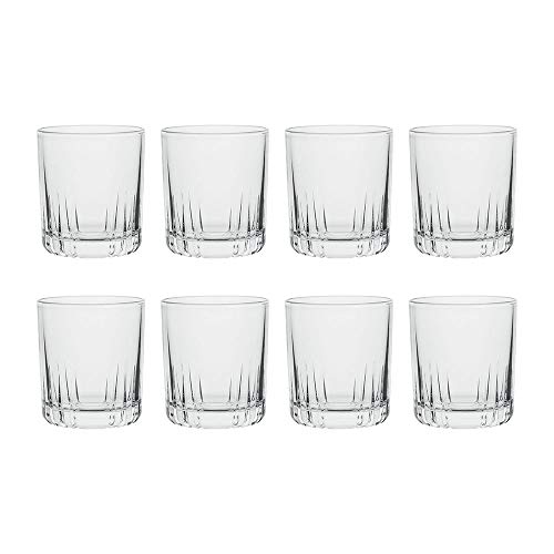 AmazonCommercial Lowball Drinking Glasses, Barware Glass Tumbler, 11.1 oz., Set of 8