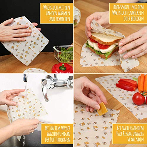 Amazy Envoltorio cera de abeja natual 100% (Rollo) | Alternativa sostenible al papel de aluminio y papel albal - Para frutas, verduras, pan, queso y otros alimentos | Rollo certificado por la LFGB.