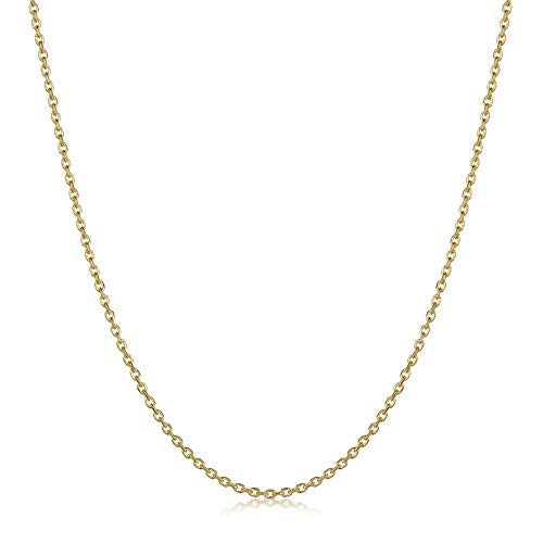 Amberta® Joyería - Collar - Fina Plata De Ley 925-18K Chapado en Oro - Diamante Corte - Cadena de Belcher - 1.3 mm - 40 45 50 55 60 70 cm (70cm)