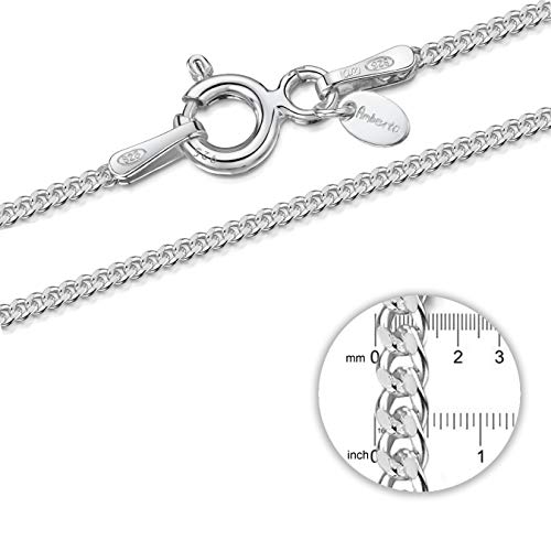 Amberta® Joyería - Collar - Fina Plata De Ley 925 - Cadena de Frenar - 1.3 mm - 40 45 50 55 60 65 70 cm (50cm)