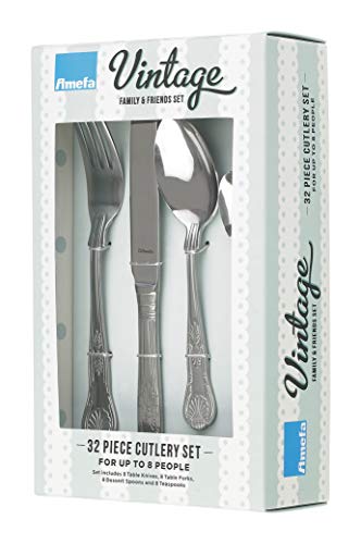 Amefa Vintage Kings - Cubertería de acero inoxidable (32 piezas)