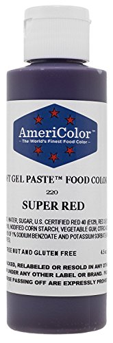 AmeriColor 133 ml Liquid Gel Alimentos Color, 4.5-Ounce, Super Rojo