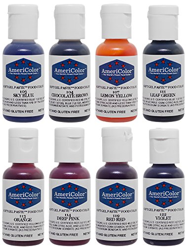 AmeriColor Soft Gel Paste Food Color, Junior Kit-8 assorted colors,0.75 oz bottles by AmeriColor