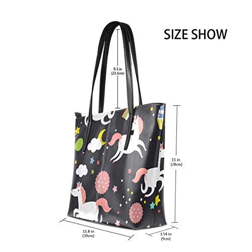 AMONKA Bolsos de piel con diseño de unicornio para cupcakes y estrellas, para mujeres y niñas