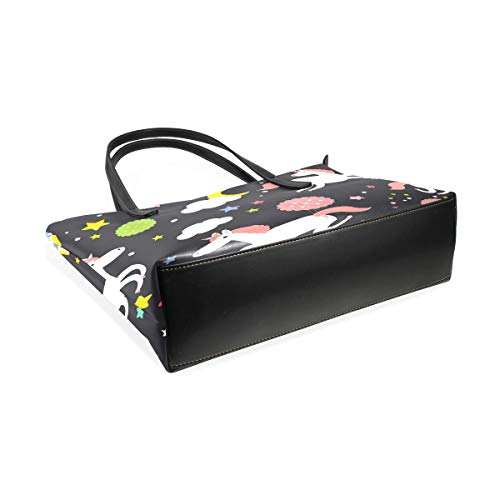AMONKA Bolsos de piel con diseño de unicornio para cupcakes y estrellas, para mujeres y niñas