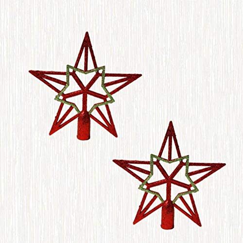 Amosfun 2 Piezas Adornos de Pentagrama de Brillo de Adorno de árbol de Navidad Artesanal Colgante de Estrella de Cinco Puntas para decoración de Copa de árbol de Navidad