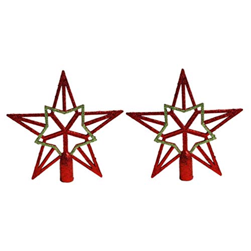 Amosfun 2 Piezas Adornos de Pentagrama de Brillo de Adorno de árbol de Navidad Artesanal Colgante de Estrella de Cinco Puntas para decoración de Copa de árbol de Navidad