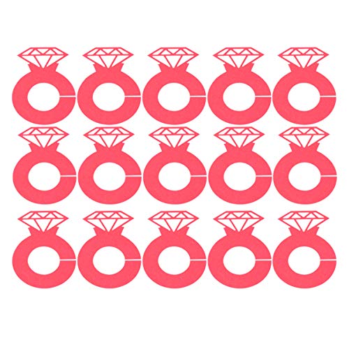 Amosfun 24 Piezas Anillo de Diamantes Encantos de Copa de Vino Marcador Bebida Identificadores de Vidrio Fiesta de Gallina Día de San Valentín Decoraciones de Boda Rojo