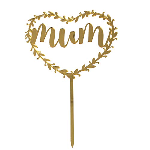 Amosfun 5 UNIDS Mum Torta Toppers Día de la Madre Guirnalda Pastel Frutas Selecciones Postre Mesa Suministros Decorativos (Dorado)