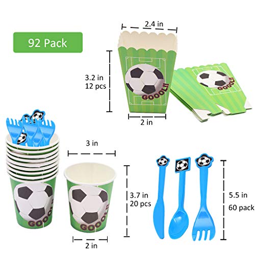 Amycute 146 Piezas 20 Invitados Vajilla de fútbol cumpleaños Adulto, Vajilla Diseño fútbol Verde Desechable Vasos, Platos, Servilletas, para Fiestas con Temas de fútbol, Fiestas de cumpleaños