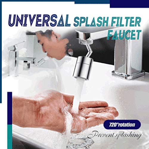 AMYGG Grifo de Filtro de Salpicaduras Universal Grifo de Cocina Móvil Boquilla de Filtro Grifo Giratorio de 720 ° Cabezal Rociador Fregadero de Cocina Aireador Anti-Salpicaduras 2 Piezas