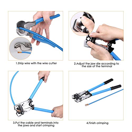 Amzdeal Crimpadora de Terminales Eléctrico 6-50 mm², Alicate Prensa Terminales Kit Ideal para 25 35 50mm² para Cortar y Prensar Cable