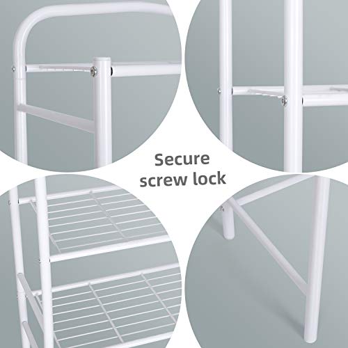 Amzdeal Estantería para inodoro, con 3 estantes, Estante de toallas y artículos de tocador, Metal y Blanco, de talla 156.5 x 28 x 49cm