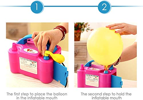 Amzdeal Inflador globo electrico para inflar globos hinchador globos electrico para fiestas 600W Alta potencia, Color rosado