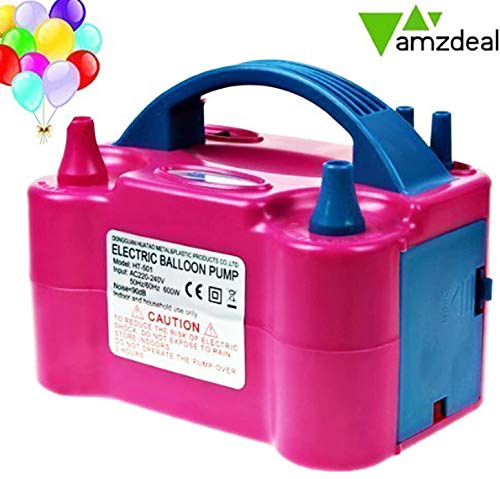 Amzdeal Inflador globo electrico para inflar globos hinchador globos electrico para fiestas 600W Alta potencia, Color rosado