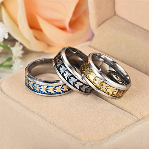 AnazoZ Anillos Pareja Acero Inoxidable Mariposa Anillos Boda Mujer Negro Plata Anillo Talla 22