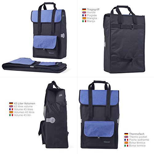 Andersen Carro de Compra Royal con Bolsa Vektor Azul, Volumen 43L, Bolsa térmica y Marco de Acero, 6 Ruedas