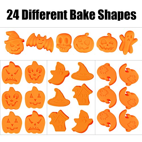 Aneco 4 piezas moldes de silicona para hornear de Halloween con calabaza de chocolate magdalenas murciélagos forma de fantasma para cocina DIY herramientas de hornear y regalos de Halloween