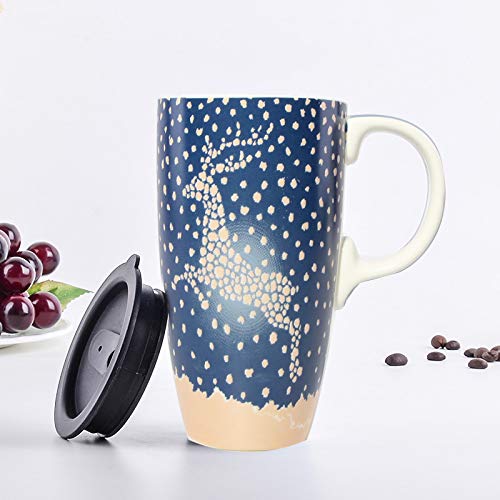 Anfwy Taza de Coche de cerámica Venta al por Mayor Taza de café Taza de té 301-400 ml Reno de Navidad
