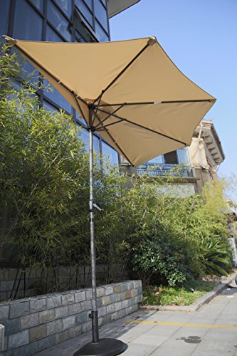 Angel Living Half Circular Parasol, Sombrilla Semicircular 270cm de Aluminio, Mástil Central de Aluminio de 38 mm, Para Jardín Patio (Beige)