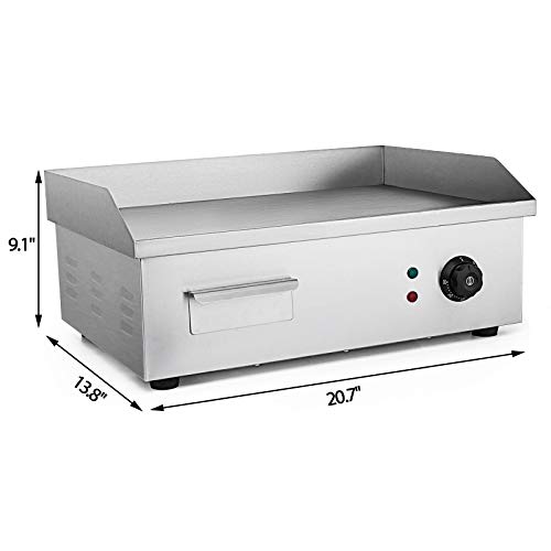 Anhon Encimera de Plancha 220V 3000W Eléctrica Plancha Eléctrica Comercial para Alimentos Plancha Eléctrica Barbacoa Parrilla Plato Caliente Encimera de Plancha Eléctrica 540x440x230mm
