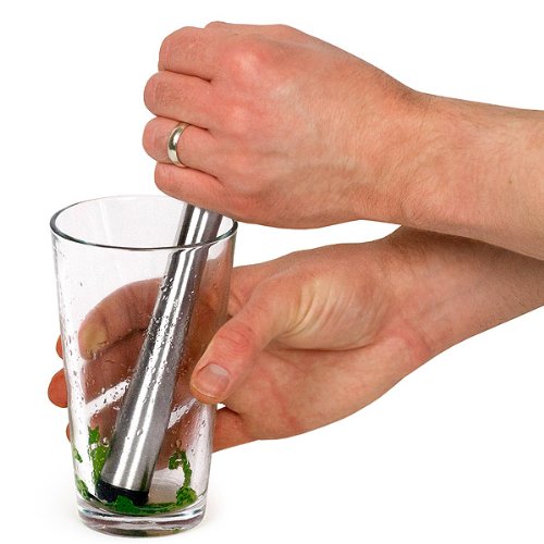 Anillo de acero inoxidable mano de mortero de drinkstuff @ de | Metal mano de mortero para cócteles de plástico con borde dentado Head, Ideal para Mojitos