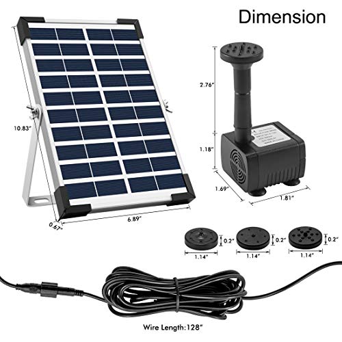 Ankway Bomba Solar 12V con Cable de 3,25M/128, 5W Kit Bomba de Agua Solar Sumergible con Soporte para jardín Estanque Patio Piscina poza, la circulación del Agua, Flujo máximo 380L/H(84gal /h)
