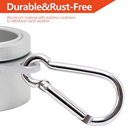 Anley Anillos de Montaje de Asta de Bandera de Aluminio, Contraenrollamiento 360° con Mosquetón para Asta de Bandera de 2,5 cm de Diámetro (Plateado, Paquete de 2)
