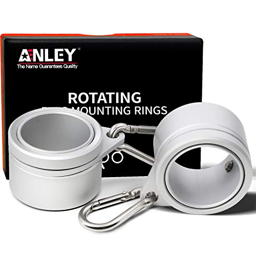 Anley Anillos de Montaje de Asta de Bandera de Aluminio, Contraenrollamiento 360° con Mosquetón para Asta de Bandera de 2,5 cm de Diámetro (Plateado, Paquete de 2)