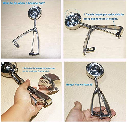 Anlising - Cuchara de helado de acero inoxidable de 40 mm, para helado de acero inoxidable, para helado, galletas, pastas, melón, plata