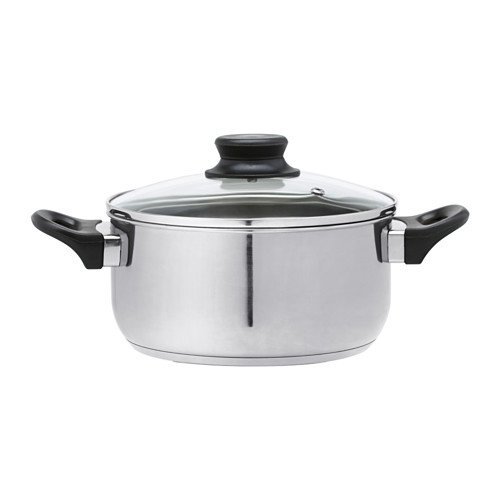 ANNONS - Olla con tapa; cristal, acero inoxidable, tamaño de 2,8 l.