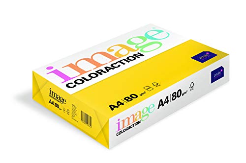 Antalis Coloraction Sevilla - Paper coloreado (500 folios, 80 g/m², para todo tipo de impresoras), color amarillo