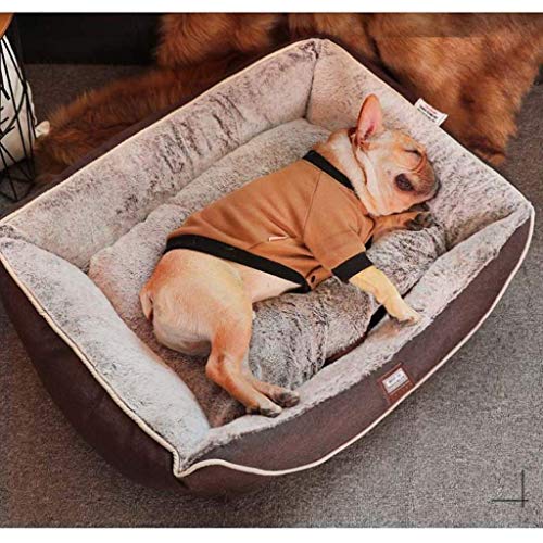 Antiadherente de pelo cuatro estaciones desmontable y lavable Mediana Caseta de Perro Pequeño perro mascota caliente colchón blando (Color: Marrón, Tamaño: XS) xuwuhz ( Color : Brown , Size : Small )