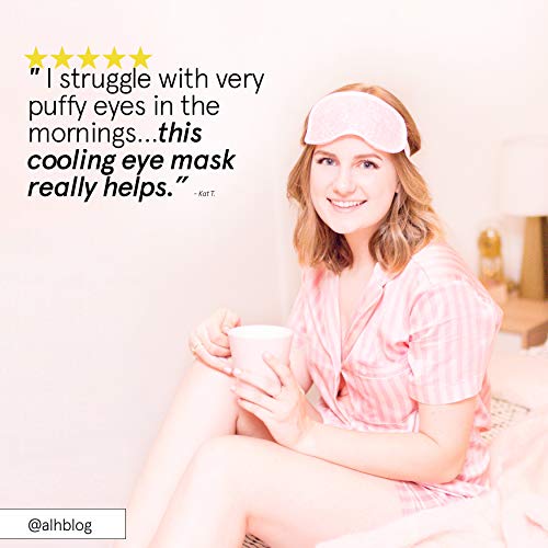 Antifaz para Dormir para terapia de frío y calor - Perlas frías de gel de rosa para ojos hinchados Alivio para el dolor de cabeza Migraña Enrojecimiento Cómodo y súper gel suave máscara de ojo